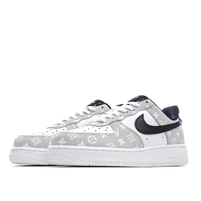 Nike Air Force 1 Gray Monogram Print Lifestyle Sneakers 5