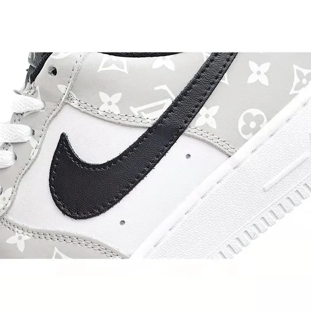 Nike Air Force 1 Gray Monogram Print Lifestyle Sneakers 6