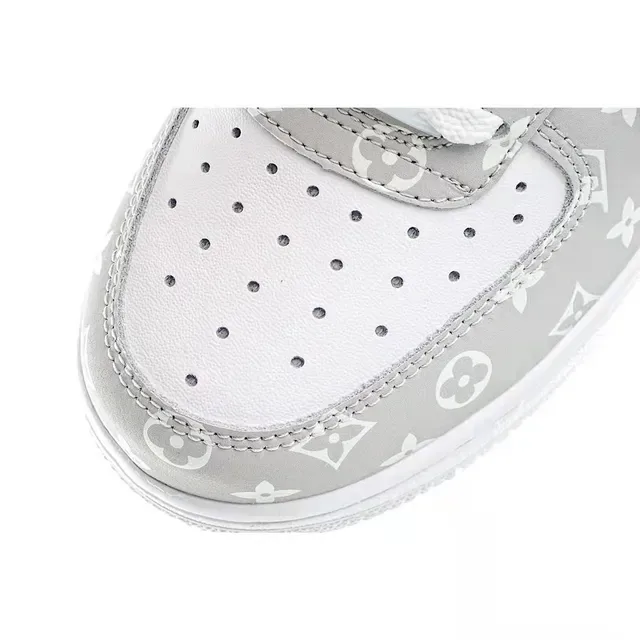 Nike Air Force 1 Gray Monogram Print Lifestyle Sneakers 7