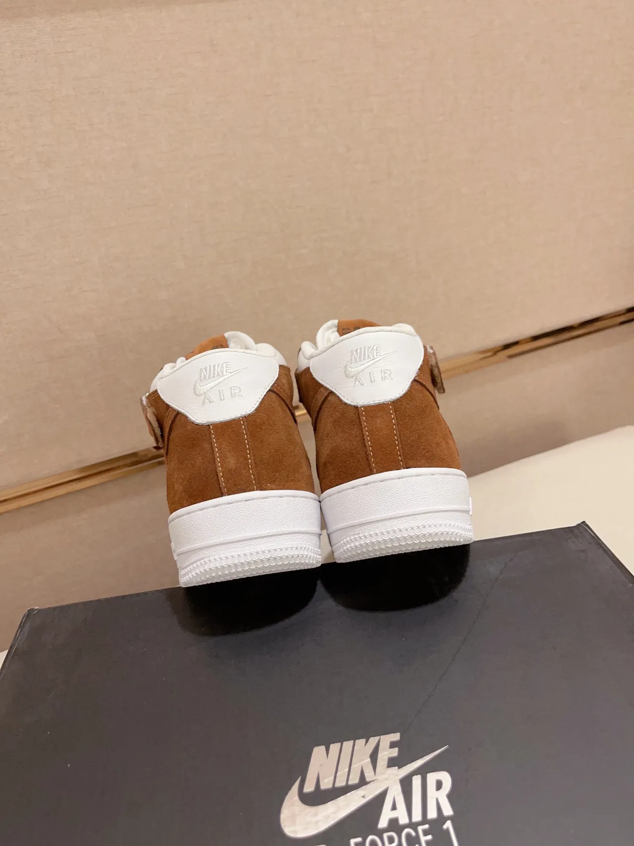 Nike Air Force 1 High Tan and White Lifestyle Sneakers 4