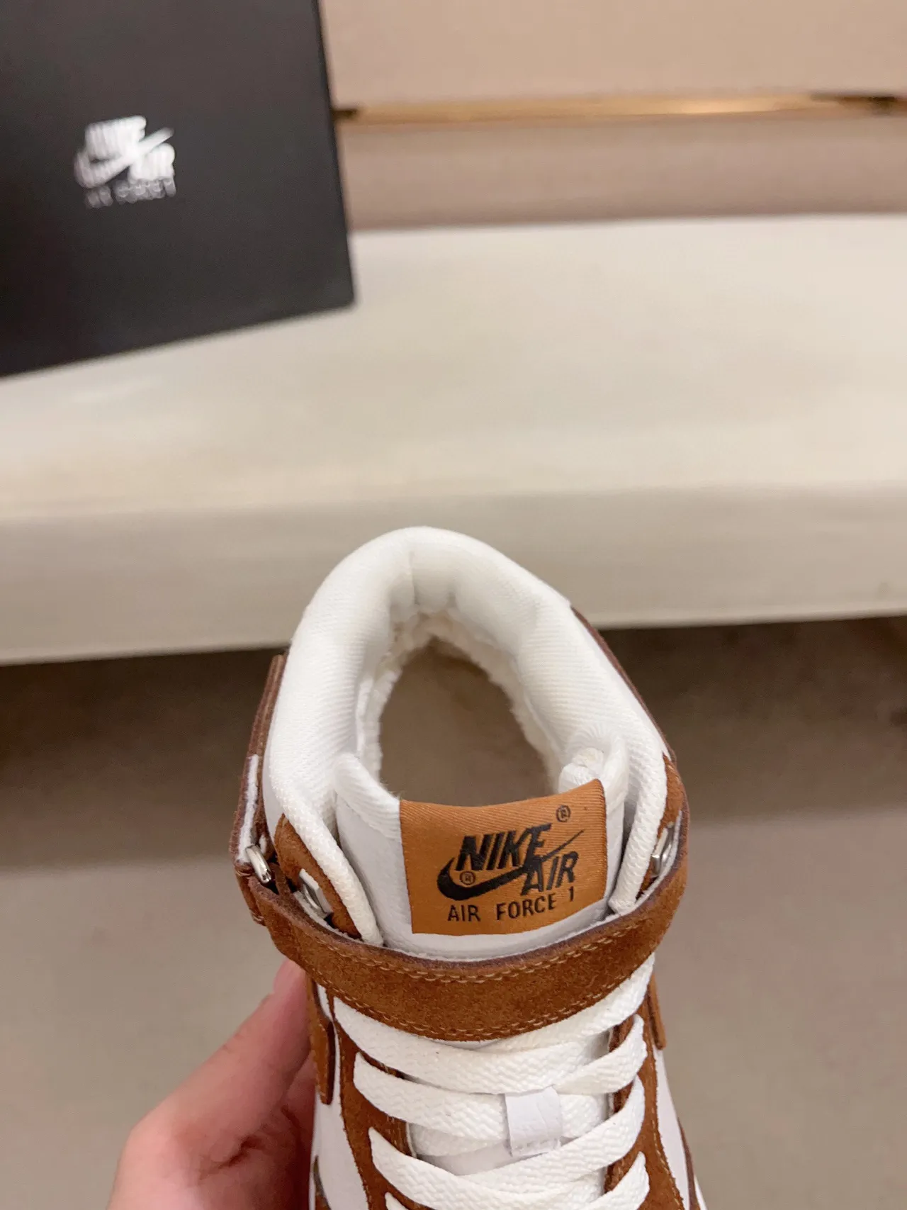 Nike Air Force 1 High Tan and White Lifestyle Sneakers 6