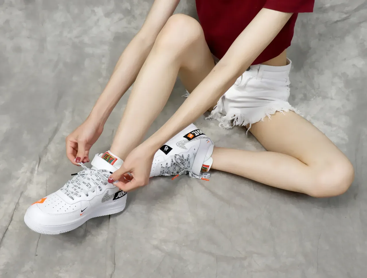 Nike Air Force 1 High Blanc Orange Graphique Sneakers Lifestyle 8