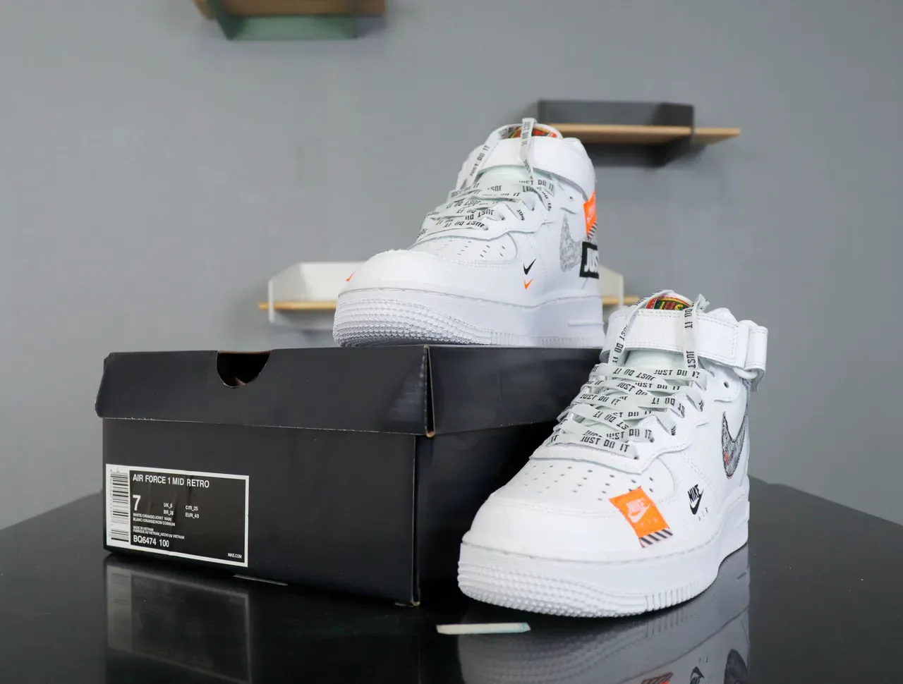 Nike Air Force 1 High Blanc Orange Graphique Sneakers Lifestyle 9