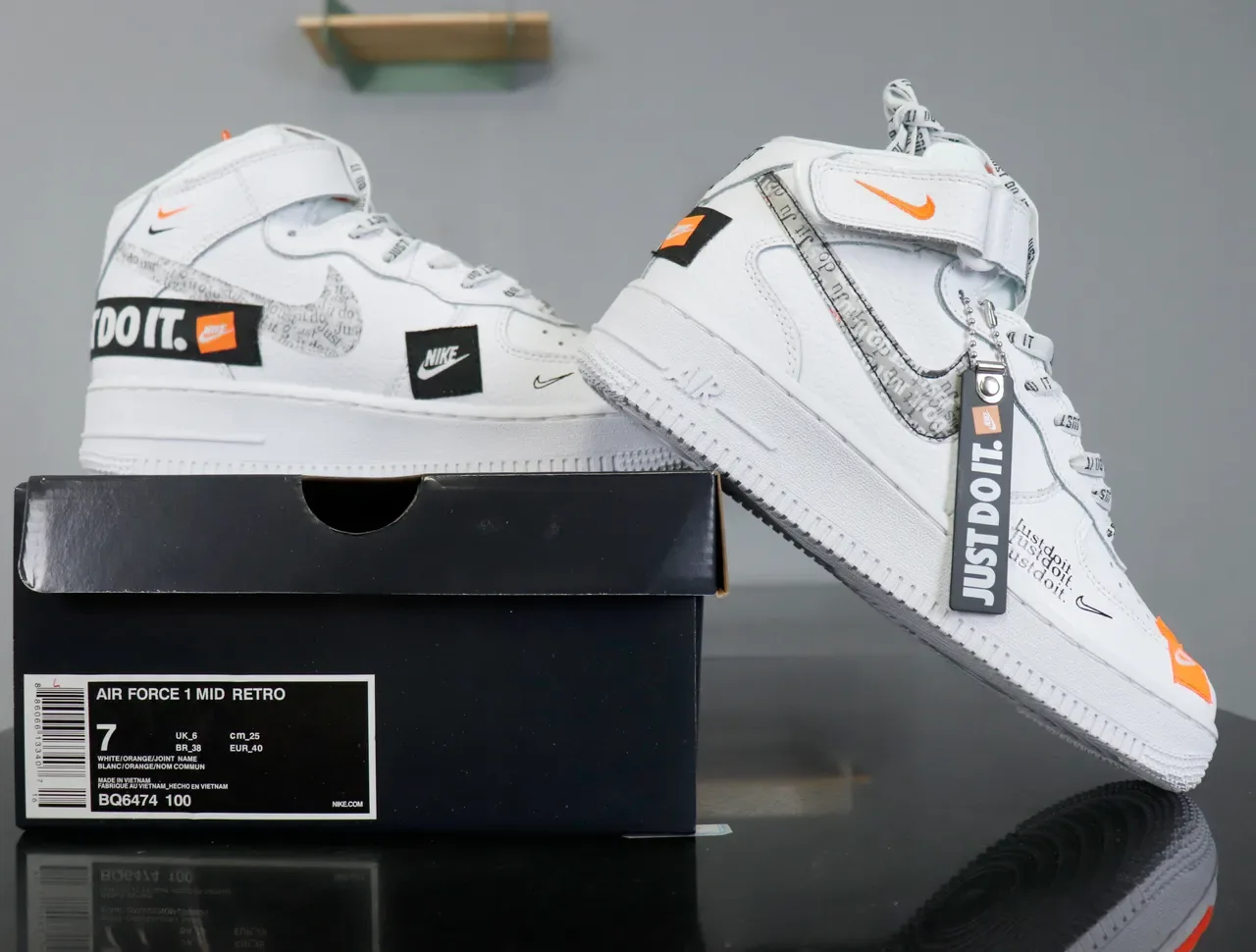 Nike Air Force 1 High Blanc Orange Graphique Sneakers Lifestyle 10