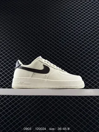 Nike Air Force 1 Low Beige and Black Textured Leather Lifestyle Sneakers 2