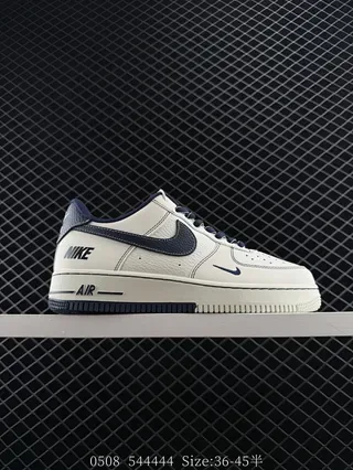 Nike Air Force 1 Low Off-White and Navy Lifestyle Sneakers 2