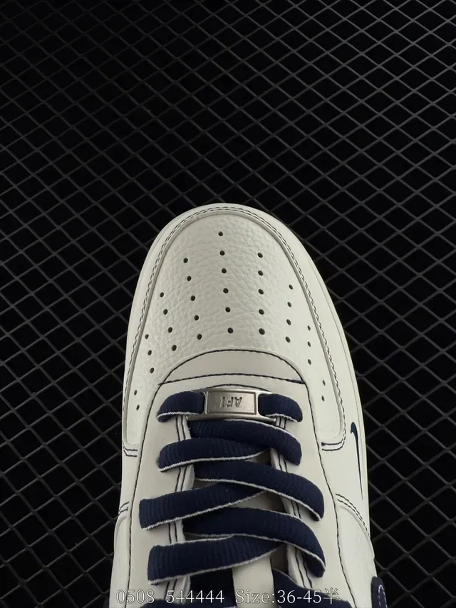Nike Air Force 1 Low Off-White and Navy Lifestyle Sneakers 3