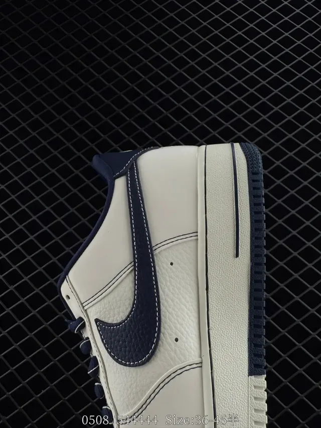 Nike Air Force 1 Low Off-White and Navy Lifestyle Sneakers 4
