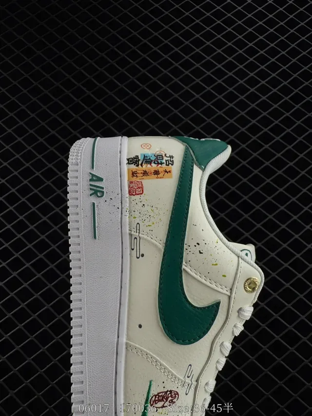 Nike Air Force 1 Low Off-White Green Paint-Splatter Lifestyle Sneakers 5