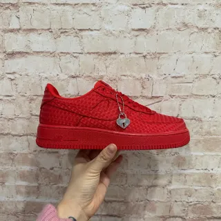 Nike Air Force 1 Monochromatic Red Woven Upper Lifestyle Sneakers