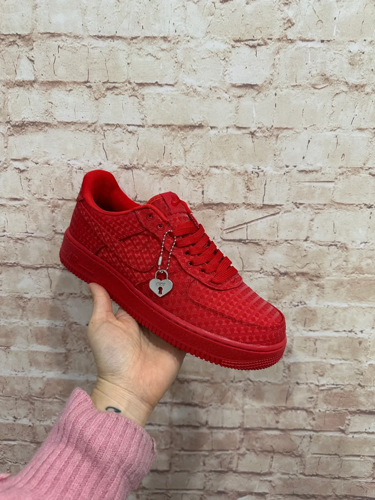 Nike Air Force 1 Monocromático Vermelho Upper Tecido Sneakers Lifestyle 2