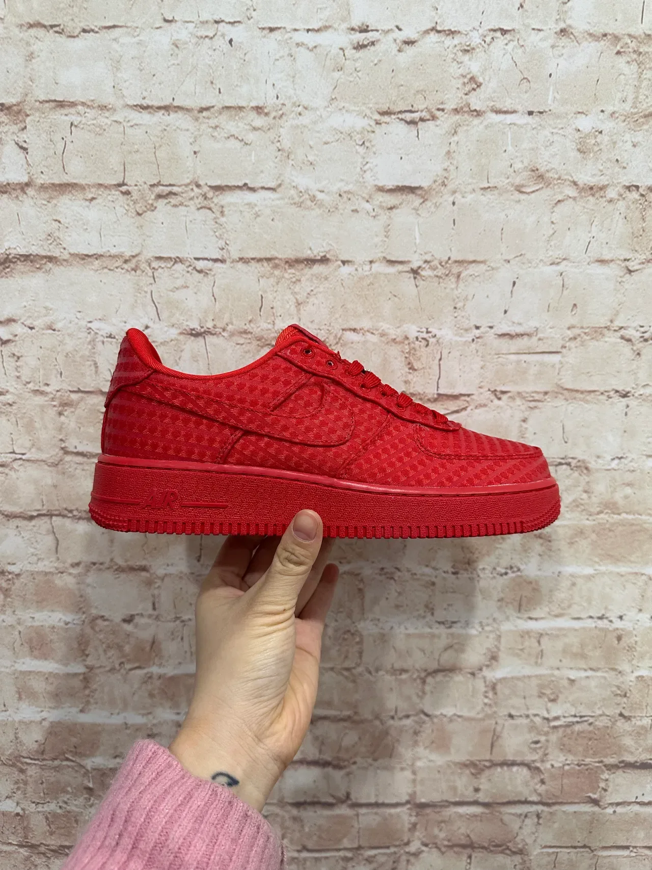 Nike Air Force 1 Monocromático Vermelho Upper Tecido Sneakers Lifestyle 3
