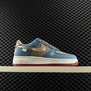 Nike Air Force 1 बहुरंग नीला गोल्ड लाल लाइफस्टाइल स्नीकर