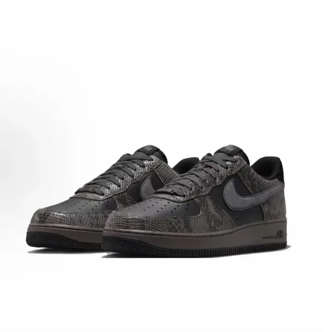 Nike Air Force 1 Snakeskin Gray Black Lifestyle Sneakers 3