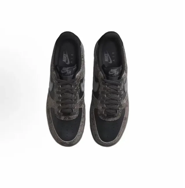 Nike Air Force 1 Snakeskin Gray Black Lifestyle Sneakers 4