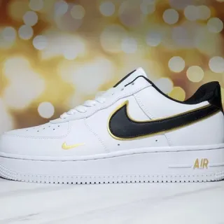 Nike Air Force 1 White Black Gold Lifestyle Sneakers