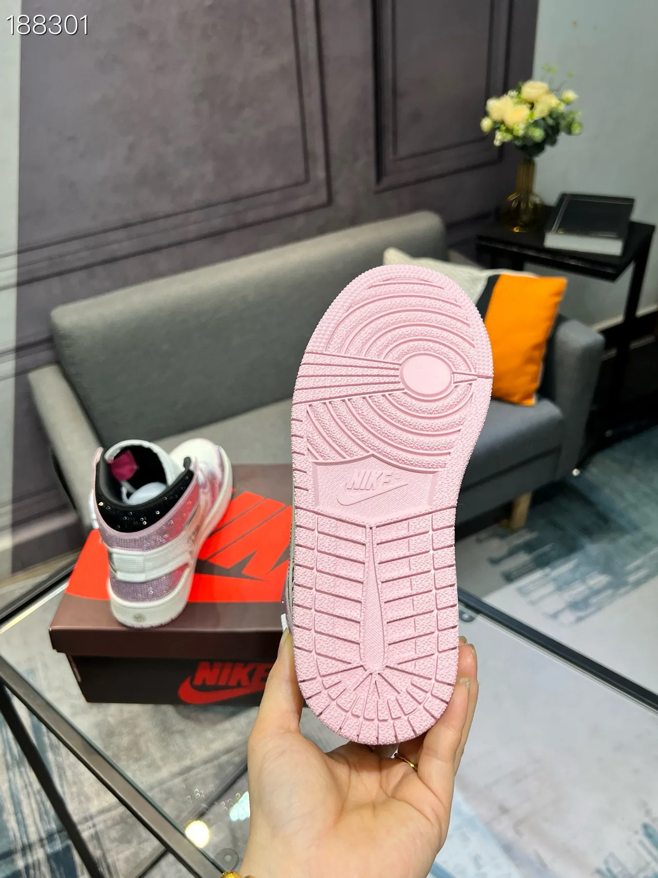 Nike Air Jordan 1 High Crystal Pink أحذية كرة السلة للنساء 3