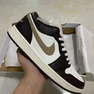 Nike Air Jordan 1 Low Black White Beige Lifestyle Sneakers