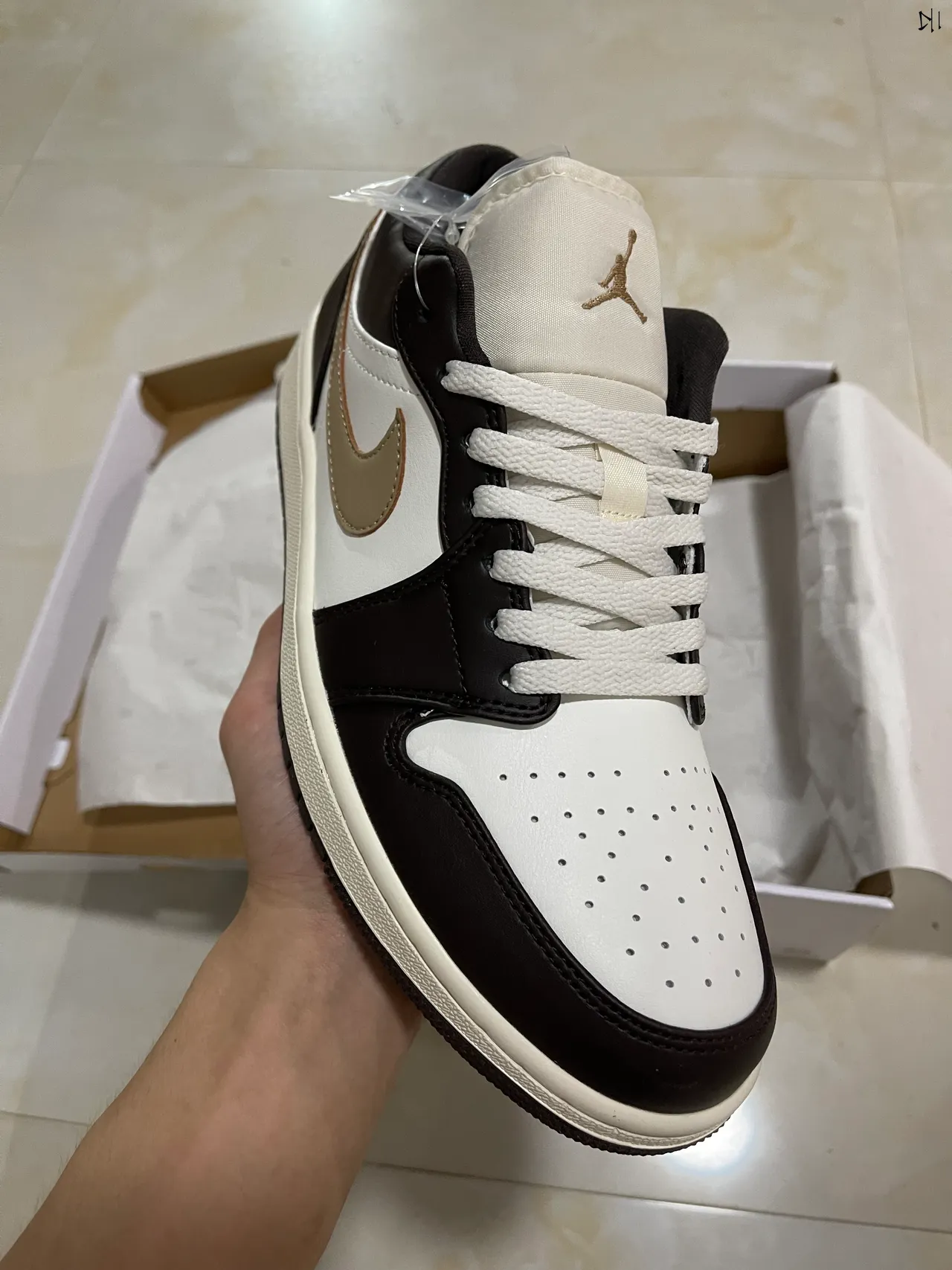 Nike Air Jordan 1 Low Black White Beige Lifestyle Sneakers 2