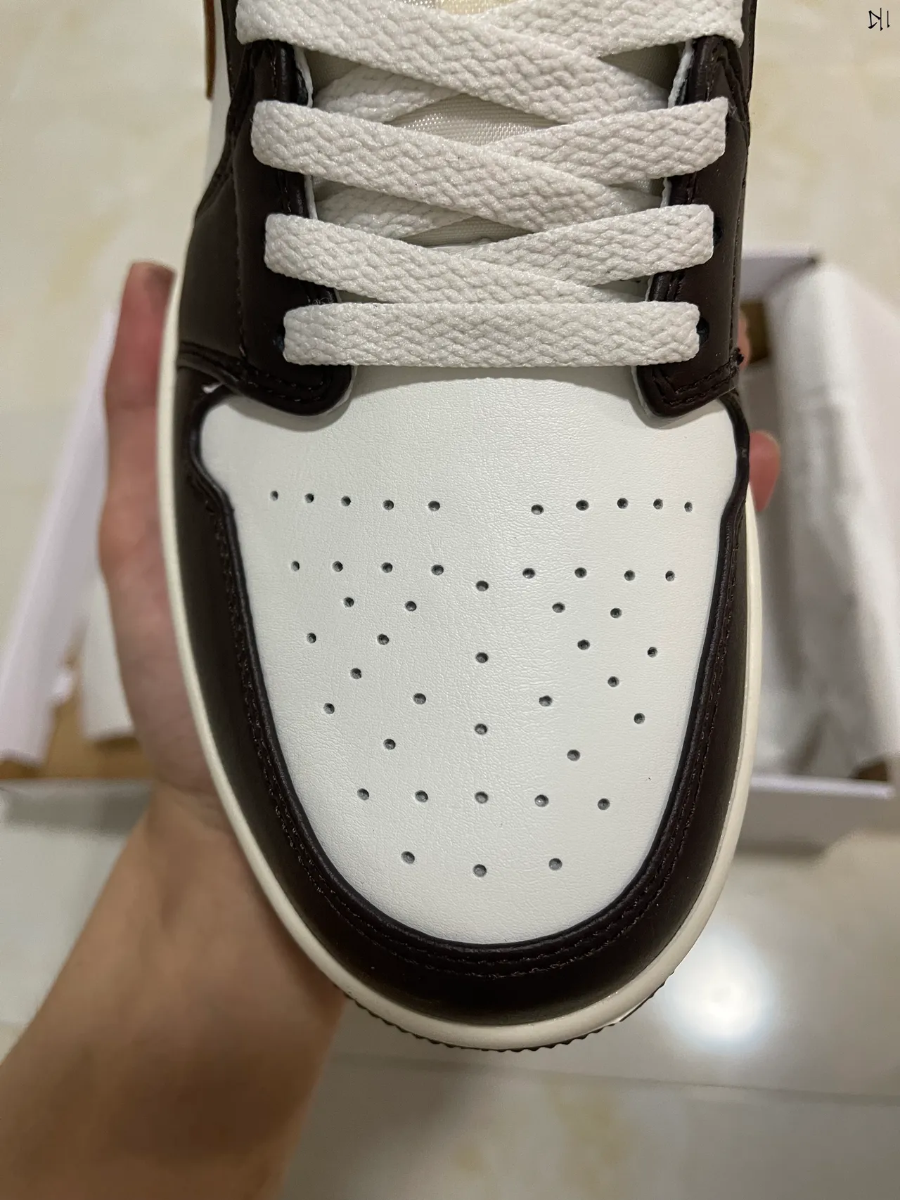 Nike Air Jordan 1 Low Black White Beige Lifestyle Sneakers 3