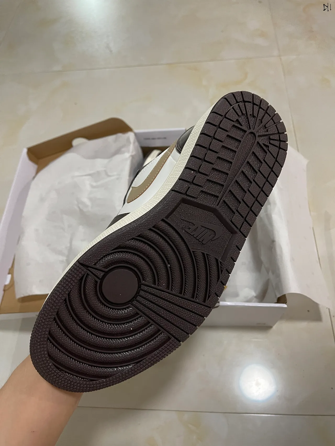 Nike Air Jordan 1 Low Black White Beige Lifestyle Sneakers 6