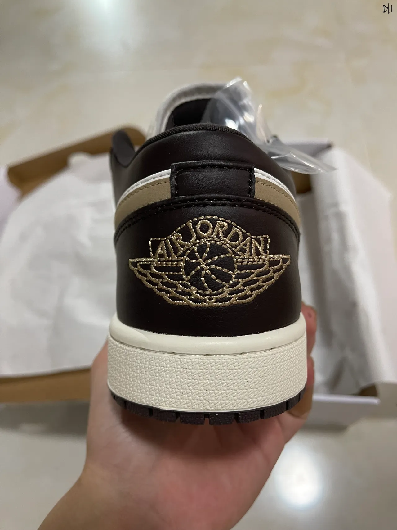 Nike Air Jordan 1 Low Black White Beige Lifestyle Sneakers 7