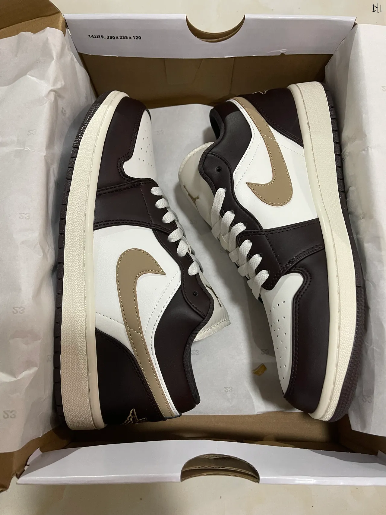 Nike Air Jordan 1 Low Black White Beige Lifestyle Sneakers 8