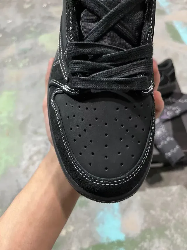 Nike Air Jordan 1 Low Black White Stitched Lifestyle Sneakers 3