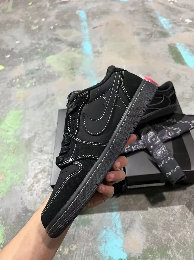 Nike Air Jordan 1 Low Black White Stitched Lifestyle Sneakers 4