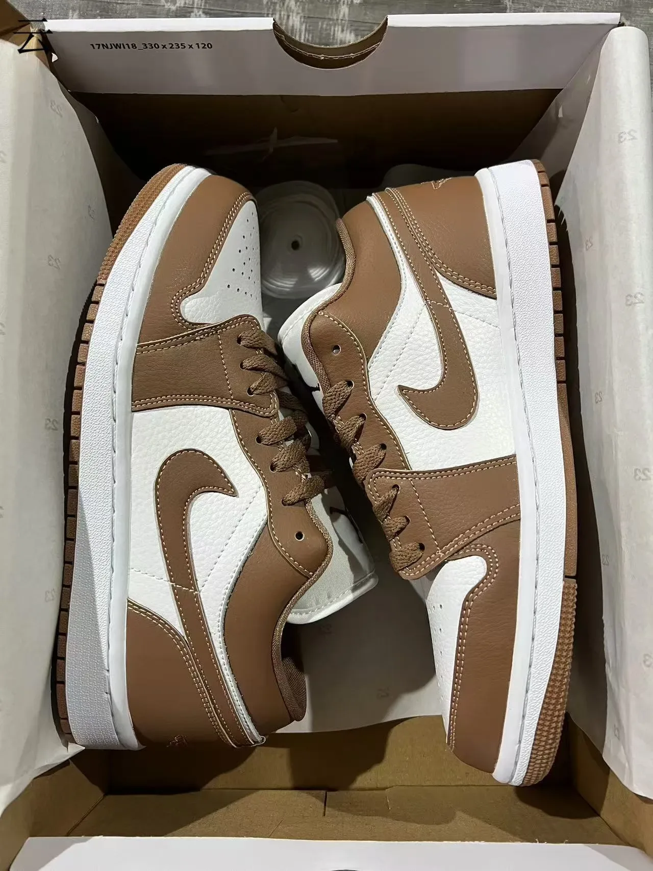 Nike Air Jordan 1 Low Brown and White Lifestyle Sneakers 9