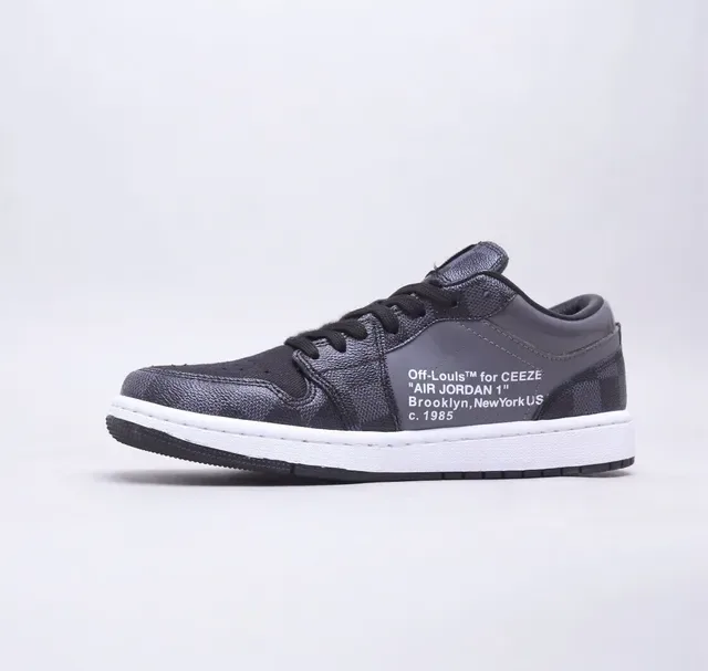 Nike Air Jordan 1 Low Checkerboard Black White Lifestyle Sneakers 2