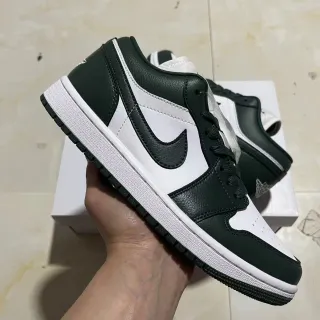 Nike Air Jordan 1 Low Dark Green and White Lifestyle Sneakers