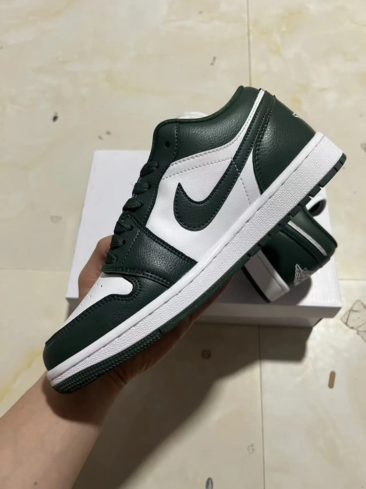 Nike Air Jordan 1 Low Dark Green and White Lifestyle Sneakers 5