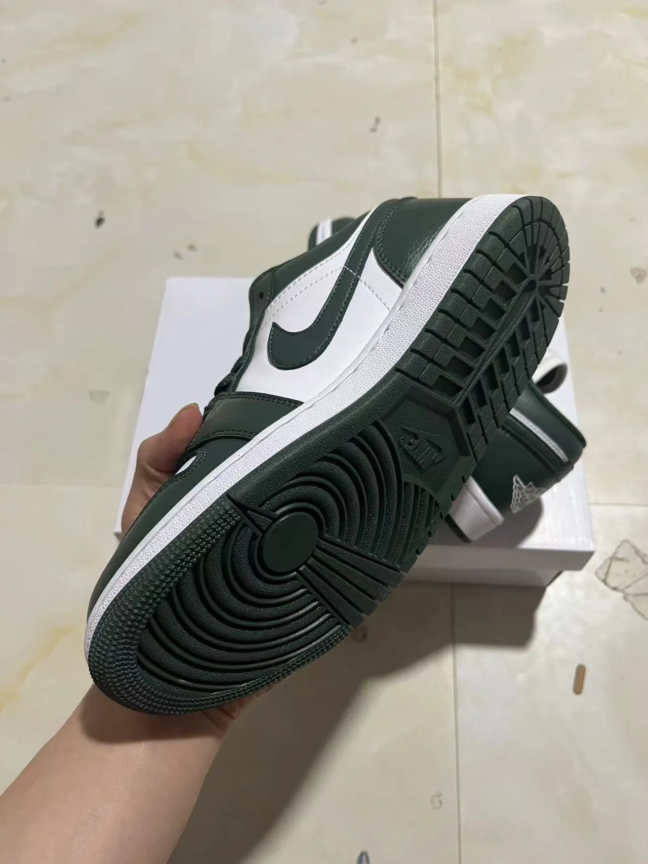 Nike Air Jordan 1 Low Dark Green and White Lifestyle Sneakers 6