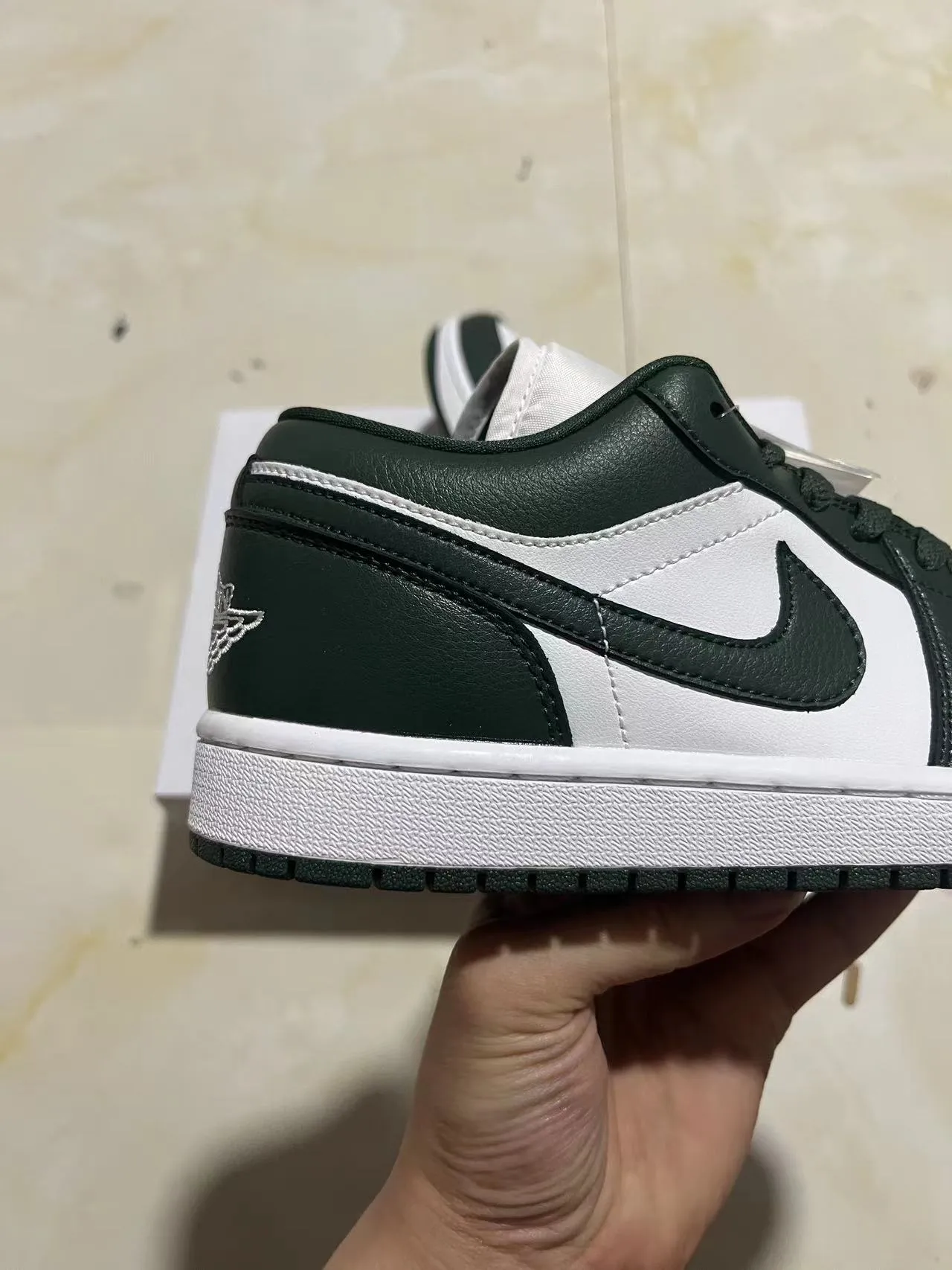 Nike Air Jordan 1 Low Dark Green and White Lifestyle Sneakers 7