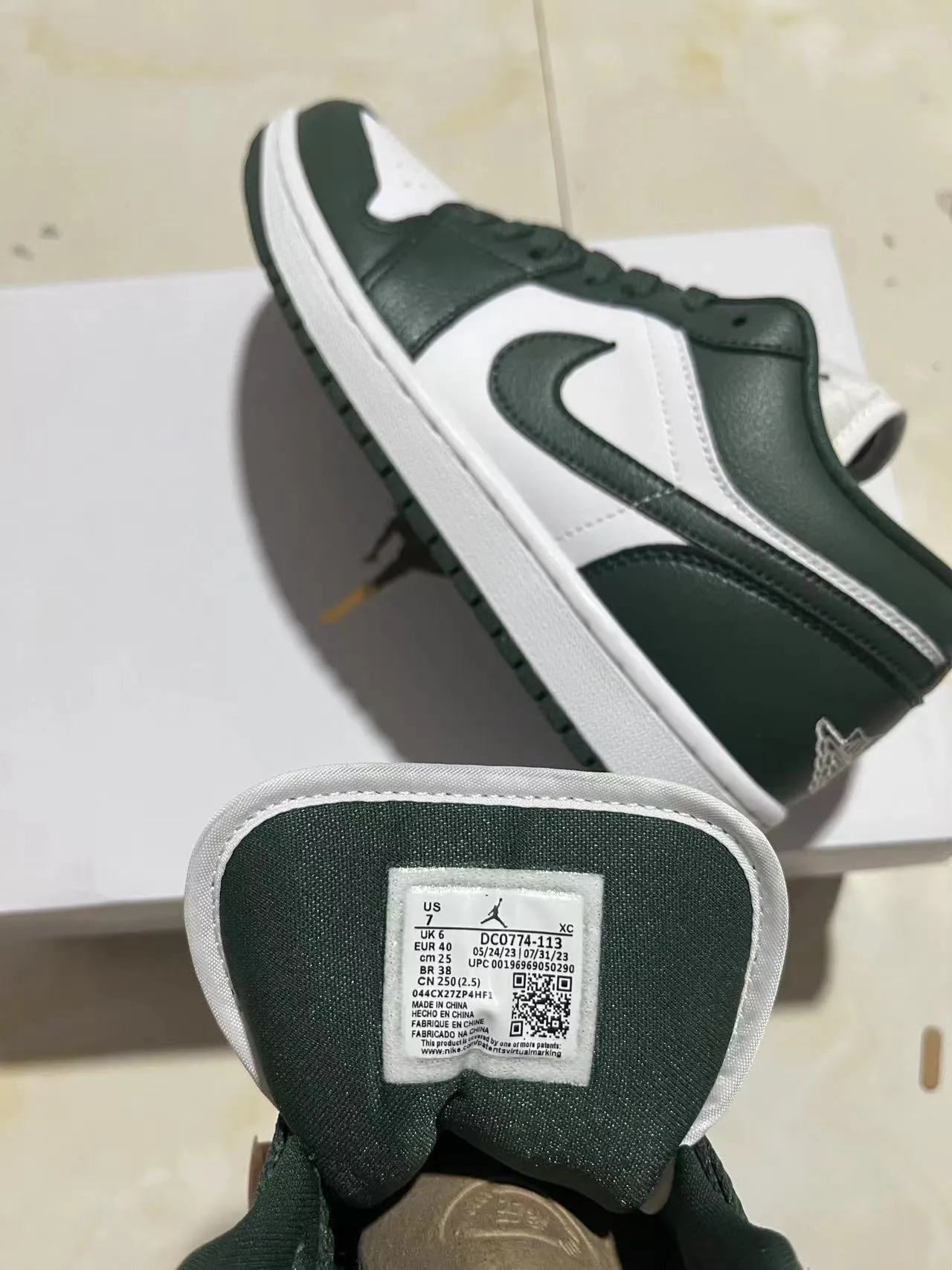 Nike Air Jordan 1 Low Dark Green and White Lifestyle Sneakers 9