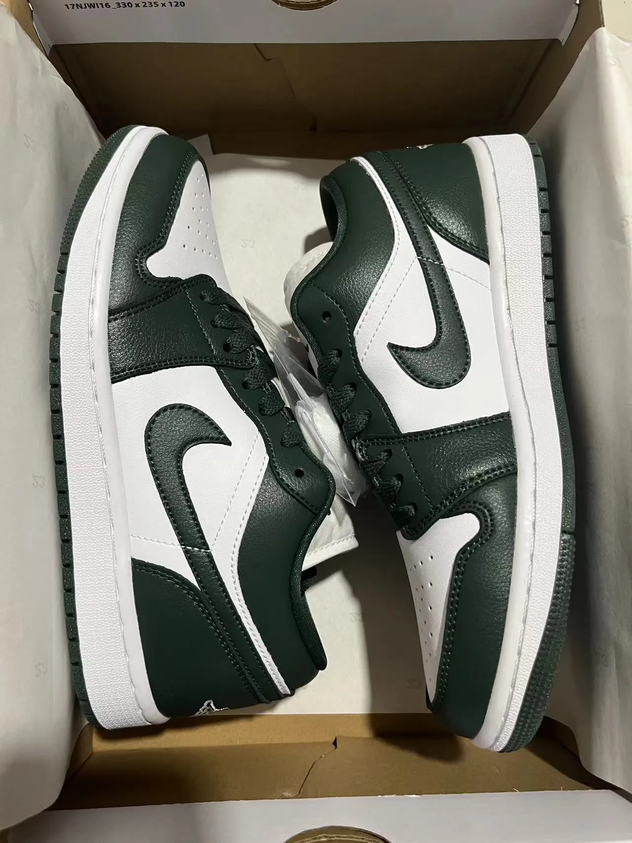 Nike Air Jordan 1 Low Dark Green and White Lifestyle Sneakers 11