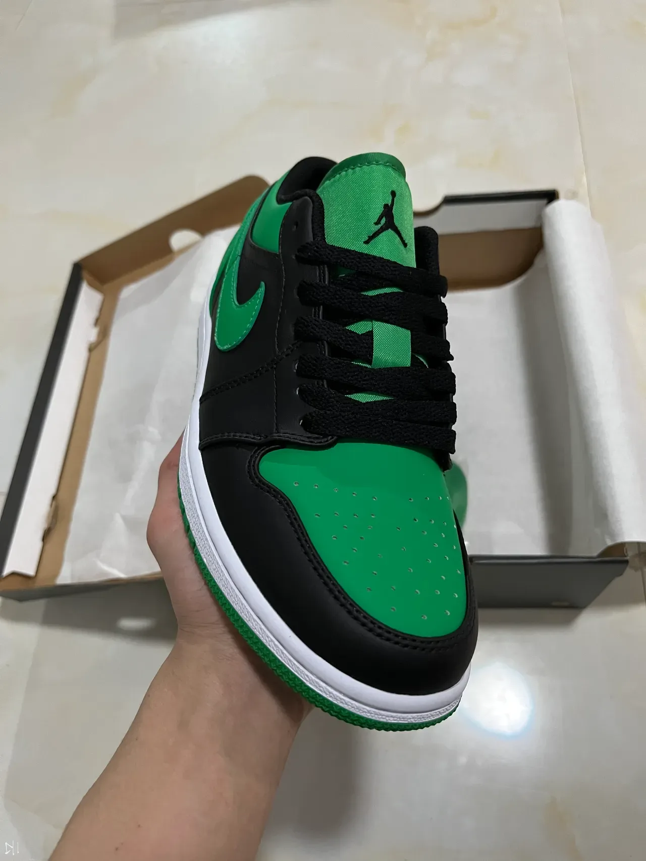 Nike Air Jordan 1 Low Green Black White Lifestyle Sneakers 2