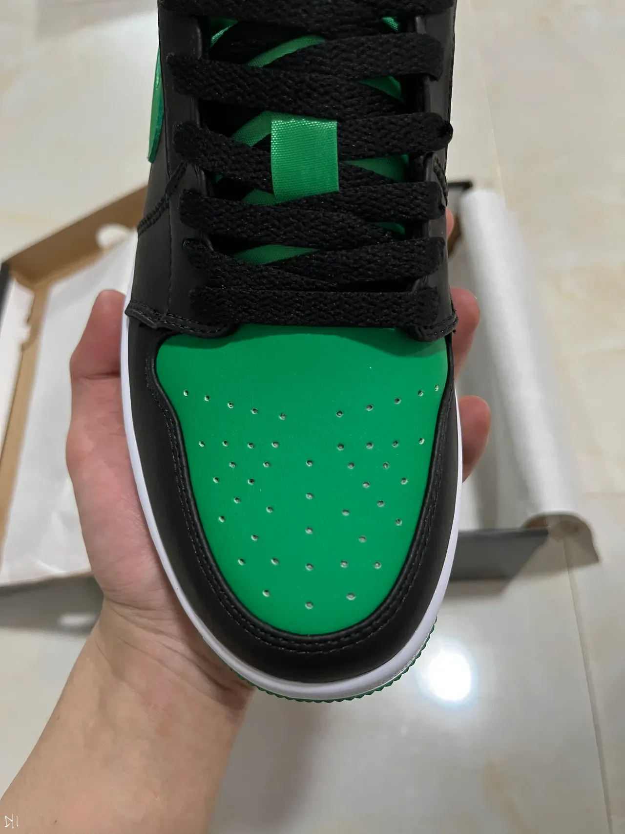Nike Air Jordan 1 Low Green Black White Lifestyle Sneakers 3
