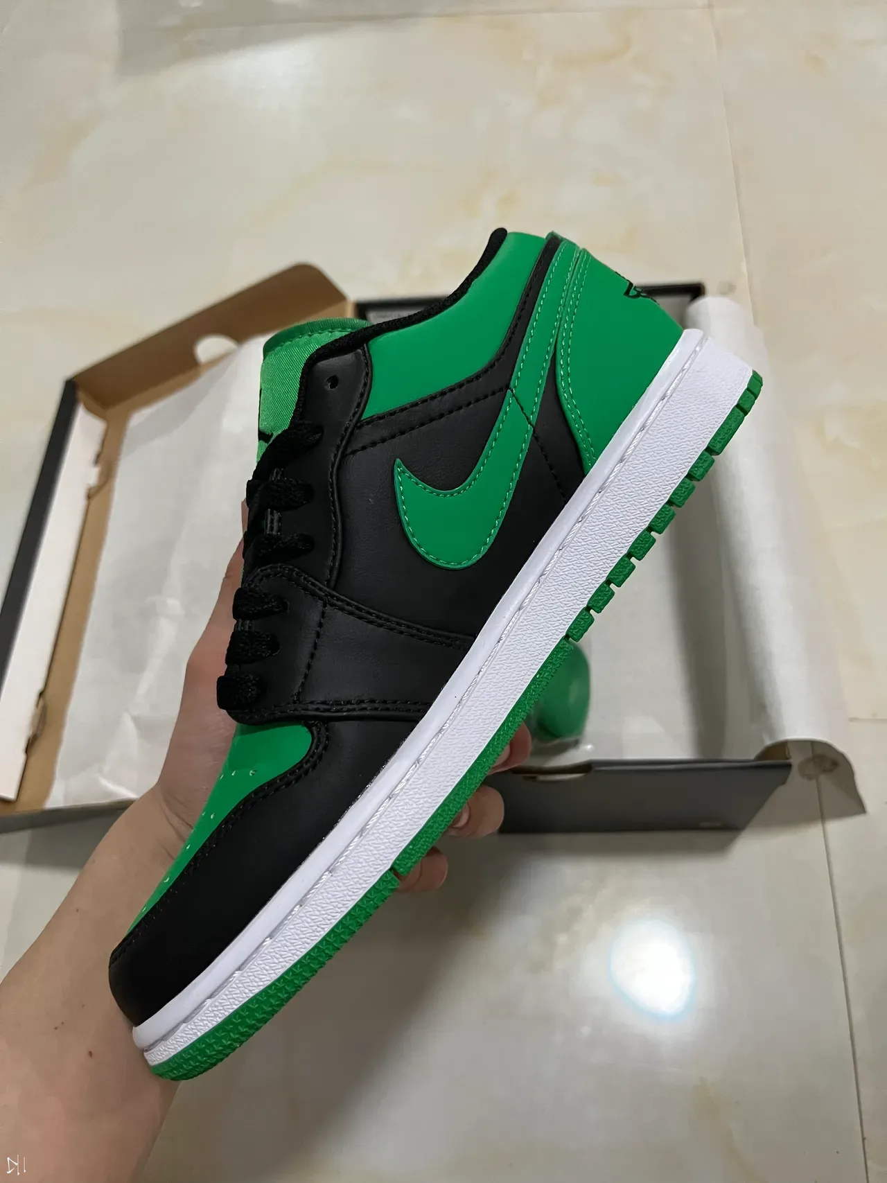 Nike Air Jordan 1 Low Green Black White Lifestyle Sneakers 4