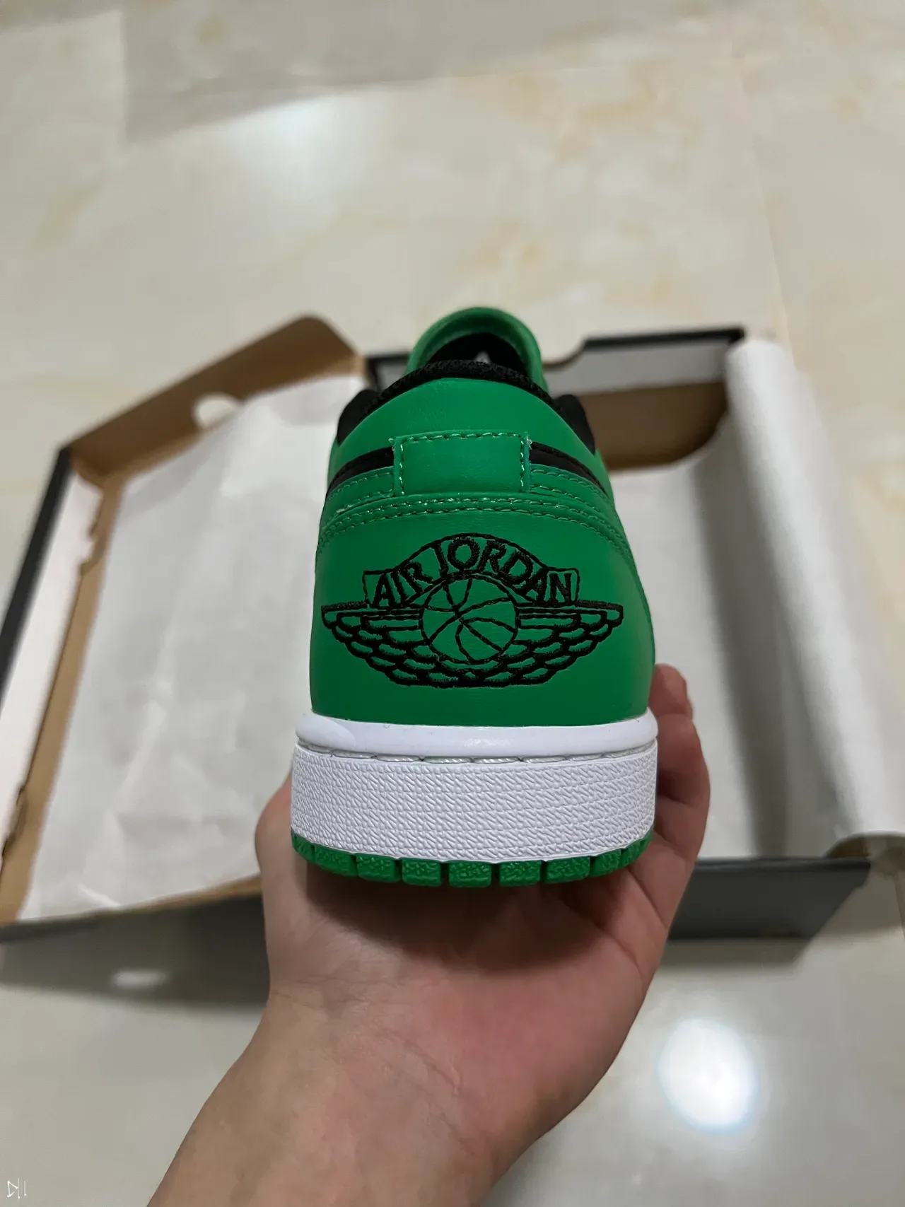 Nike Air Jordan 1 Low Green Black White Lifestyle Sneakers 6