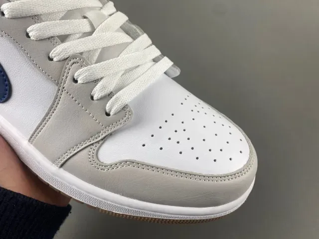 Nike Air Jordan 1 Low Light Gray White Navy Lifestyle Sneakers 2