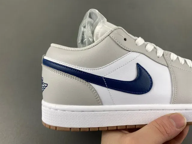 Nike Air Jordan 1 Low Light Gray White Navy Lifestyle Sneakers 3