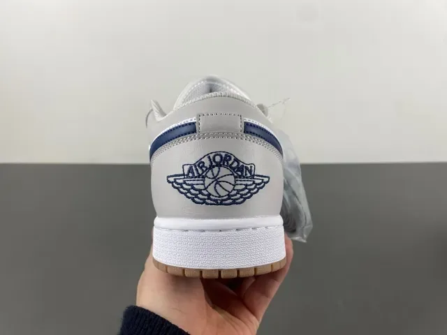 Nike Air Jordan 1 Low Light Gray White Navy Lifestyle Sneakers 4