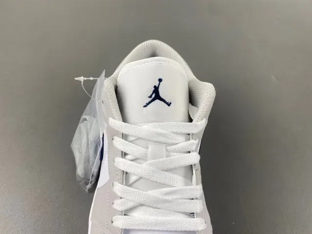 Nike Air Jordan 1 Low Light Gray White Navy Lifestyle Sneakers 6