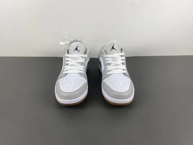 Nike Air Jordan 1 Low Light Gray White Navy Lifestyle Sneakers 10