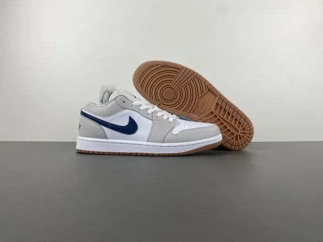 Nike Air Jordan 1 Low Light Gray White Navy Lifestyle Sneakers 11