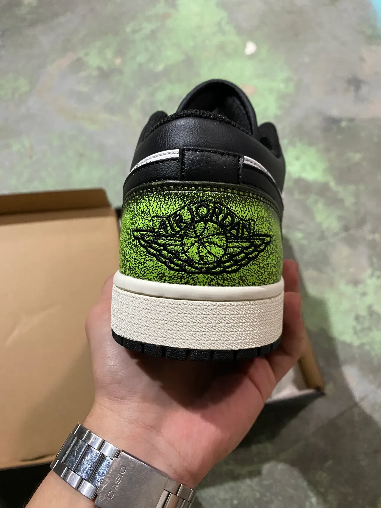 Nike Air Jordan 1 Low Lime Green Speckle Lifestyle Sneakers 6