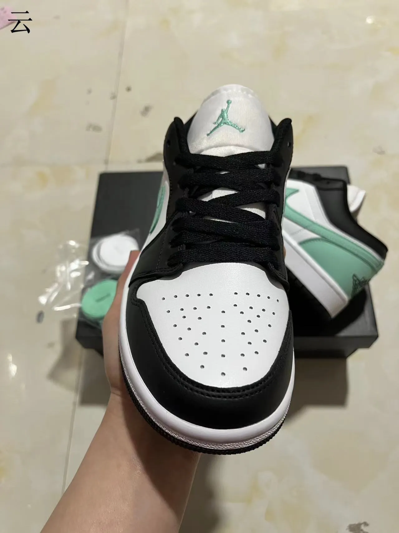 Nike Air Jordan 1 Low Mint Green Black White Lifestyle Sneakers 3