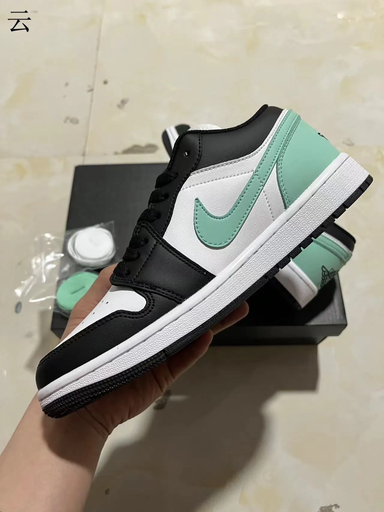 Nike Air Jordan 1 Low Mint Green Black White Lifestyle Sneakers 5